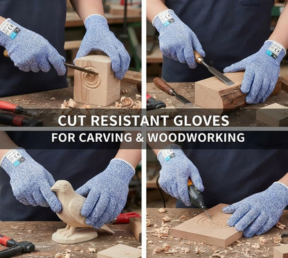 Level 5 Cut Resistant Gloves Touch-Screen Compatible Cut Resistant Gloves Food Grade For Oyster Shucking, Meat Cutting, Mandoline Slicer, Knife Handling, Wood Carving(Grey, M)