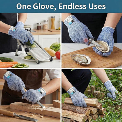 Level 5 Cut Resistant Gloves Touch-Screen Compatible Cut Resistant Gloves Food Grade For Oyster Shucking, Meat Cutting, Mandoline Slicer, Knife Handling, Wood Carving(Grey, M)