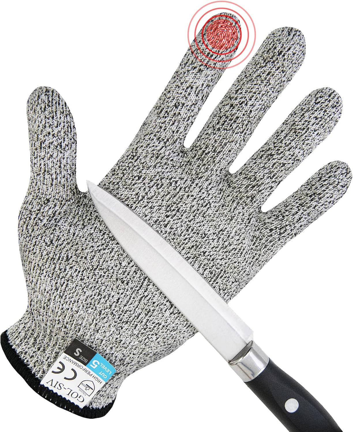 Level 5 Cut Resistant Gloves Touch-Screen Compatible Cut Resistant Gloves Food Grade For Oyster Shucking, Meat Cutting, Mandoline Slicer, Knife Handling, Wood Carving(Grey, M)