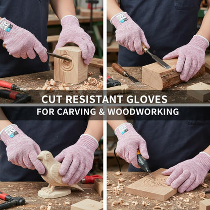 Level 5 Cut Resistant Gloves Touch-Screen Compatible Cut Resistant Gloves Food Grade For Oyster Shucking, Meat Cutting, Mandoline Slicer, Knife Handling, Wood Carving(Grey, M)
