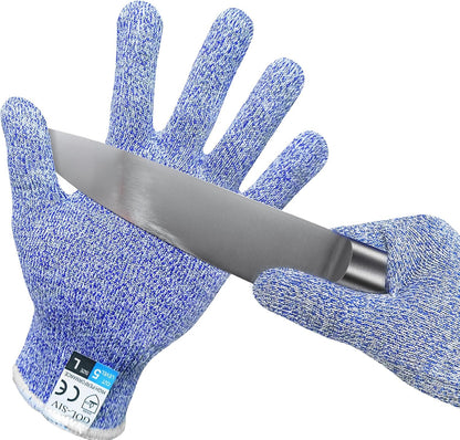 Level 5 Cut Resistant Gloves Touch-Screen Compatible Cut Resistant Gloves Food Grade For Oyster Shucking, Meat Cutting, Mandoline Slicer, Knife Handling, Wood Carving(Grey, M)