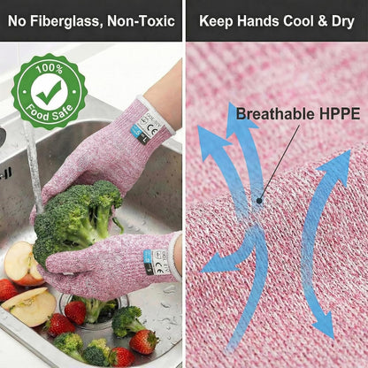 Level 5 Cut Resistant Gloves Touch-Screen Compatible Cut Resistant Gloves Food Grade For Oyster Shucking, Meat Cutting, Mandoline Slicer, Knife Handling, Wood Carving(Grey, M)