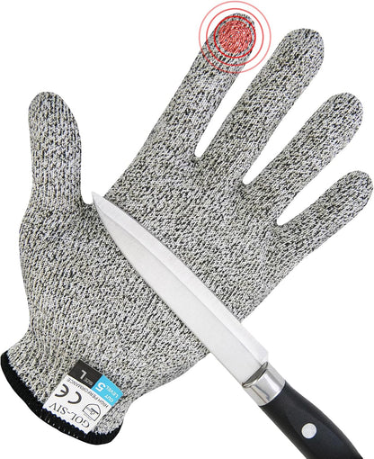 Level 5 Cut Resistant Gloves Touch-Screen Compatible Cut Resistant Gloves Food Grade For Oyster Shucking, Meat Cutting, Mandoline Slicer, Knife Handling, Wood Carving(Grey, M)