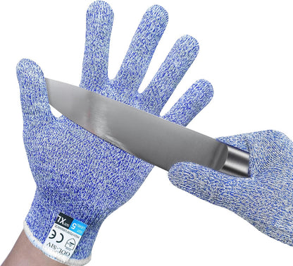 Level 5 Cut Resistant Gloves Touch-Screen Compatible Cut Resistant Gloves Food Grade For Oyster Shucking, Meat Cutting, Mandoline Slicer, Knife Handling, Wood Carving(Grey, M)