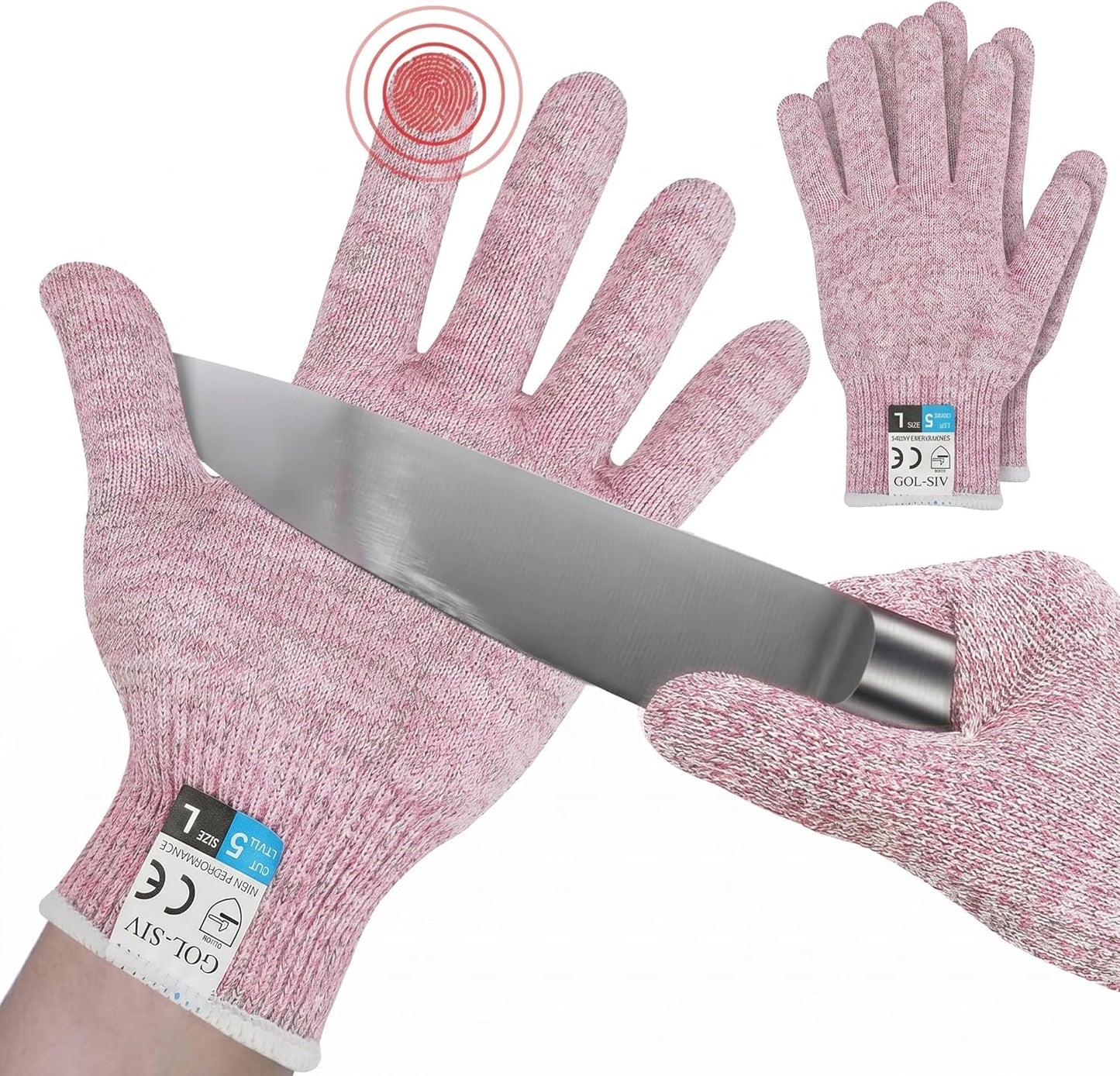 Level 5 Cut Resistant Gloves Touch-Screen Compatible Cut Resistant Gloves Food Grade For Oyster Shucking, Meat Cutting, Mandoline Slicer, Knife Handling, Wood Carving(Grey, M)