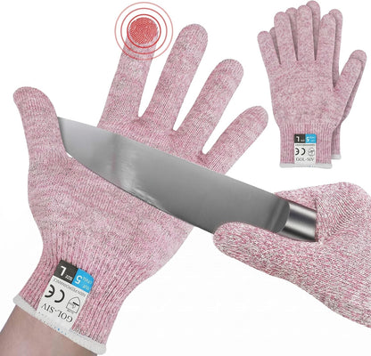 Level 5 Cut Resistant Gloves Touch-Screen Compatible Cut Resistant Gloves Food Grade For Oyster Shucking, Meat Cutting, Mandoline Slicer, Knife Handling, Wood Carving(Grey, M)
