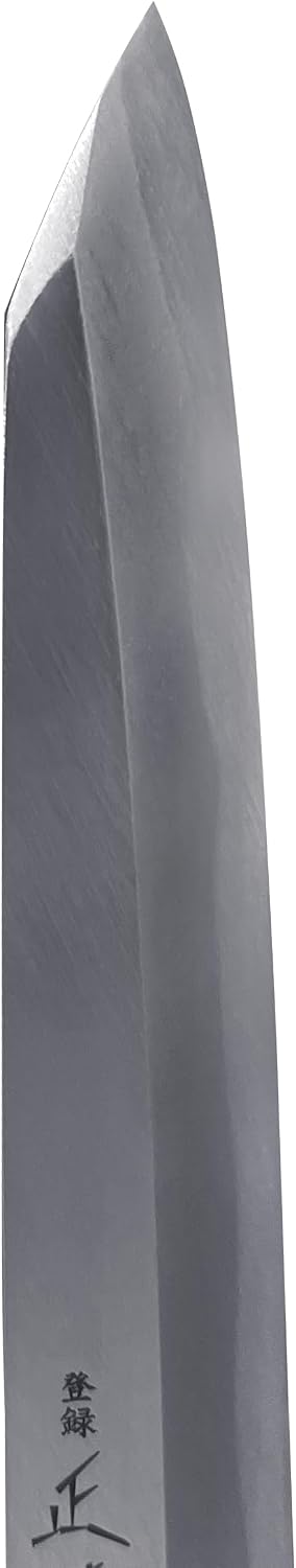 KS Japanese Kiritsuke Yanagiba Sushi Knife with Sheath 6.5" (165mm) [HONBAZUKE] Made in JAPAN, Professional Sashimi Knife, Ultra Sharp Carbon Steel Blade, Wood Wa Handle, Black Ferrule