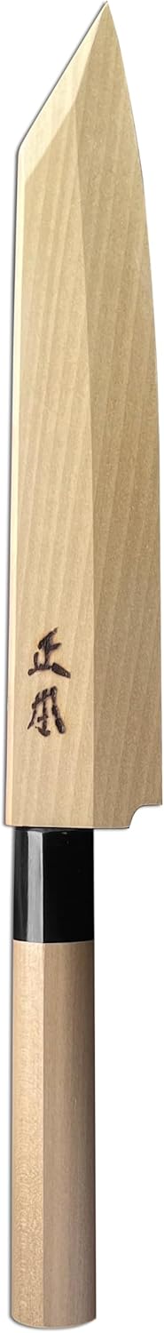 KS Japanese Kiritsuke Yanagiba Sushi Knife with Sheath 6.5" (165mm) [HONBAZUKE] Made in JAPAN, Professional Sashimi Knife, Ultra Sharp Carbon Steel Blade, Wood Wa Handle, Black Ferrule