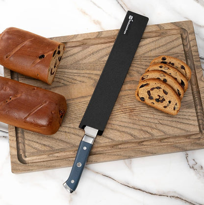 Sensei 12 x 2 Inch Knife Sleeve, 1 Knife Protector - Fits Chef Knife, Felt Lining, Black Plastic Knife Blade Guard, Durable, Cut-Proof