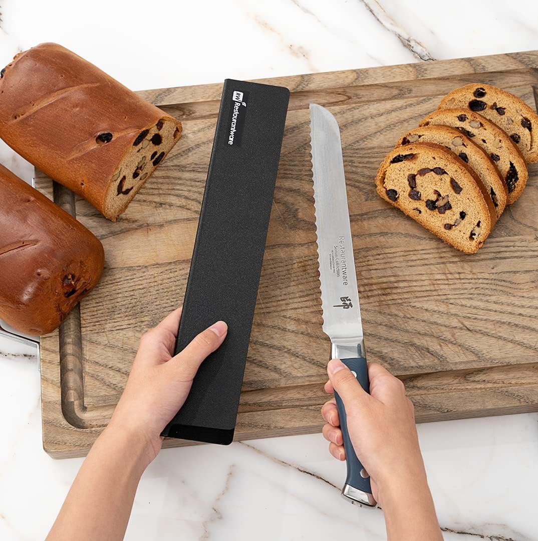 Sensei 12 x 2 Inch Knife Sleeve, 1 Knife Protector - Fits Chef Knife, Felt Lining, Black Plastic Knife Blade Guard, Durable, Cut-Proof