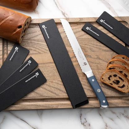 Sensei 12 x 2 Inch Knife Sleeve, 1 Knife Protector - Fits Chef Knife, Felt Lining, Black Plastic Knife Blade Guard, Durable, Cut-Proof