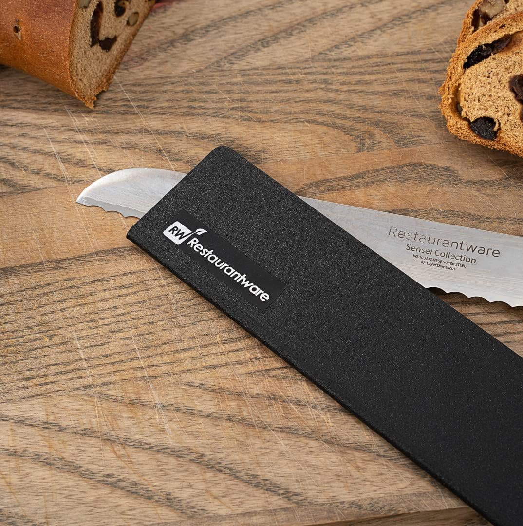 Sensei 12 x 2 Inch Knife Sleeve, 1 Knife Protector - Fits Chef Knife, Felt Lining, Black Plastic Knife Blade Guard, Durable, Cut-Proof