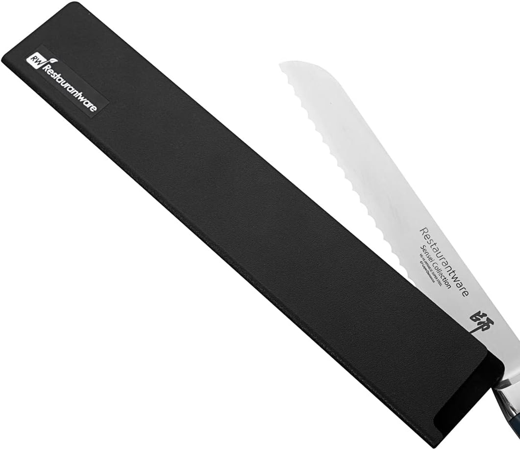 Sensei 12 x 2 Inch Knife Sleeve, 1 Knife Protector - Fits Chef Knife, Felt Lining, Black Plastic Knife Blade Guard, Durable, Cut-Proof