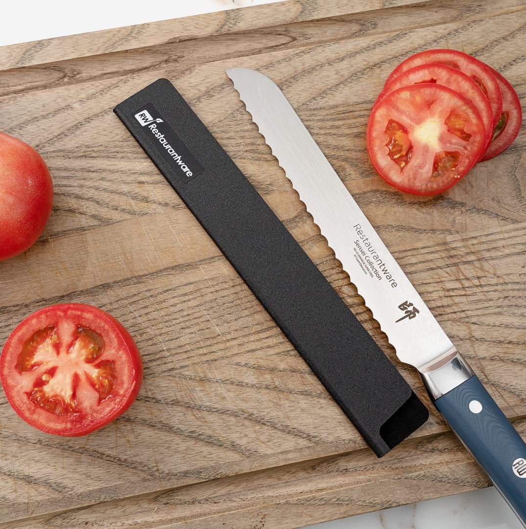Sensei 12 x 2 Inch Knife Sleeve, 1 Knife Protector - Fits Chef Knife, Felt Lining, Black Plastic Knife Blade Guard, Durable, Cut-Proof