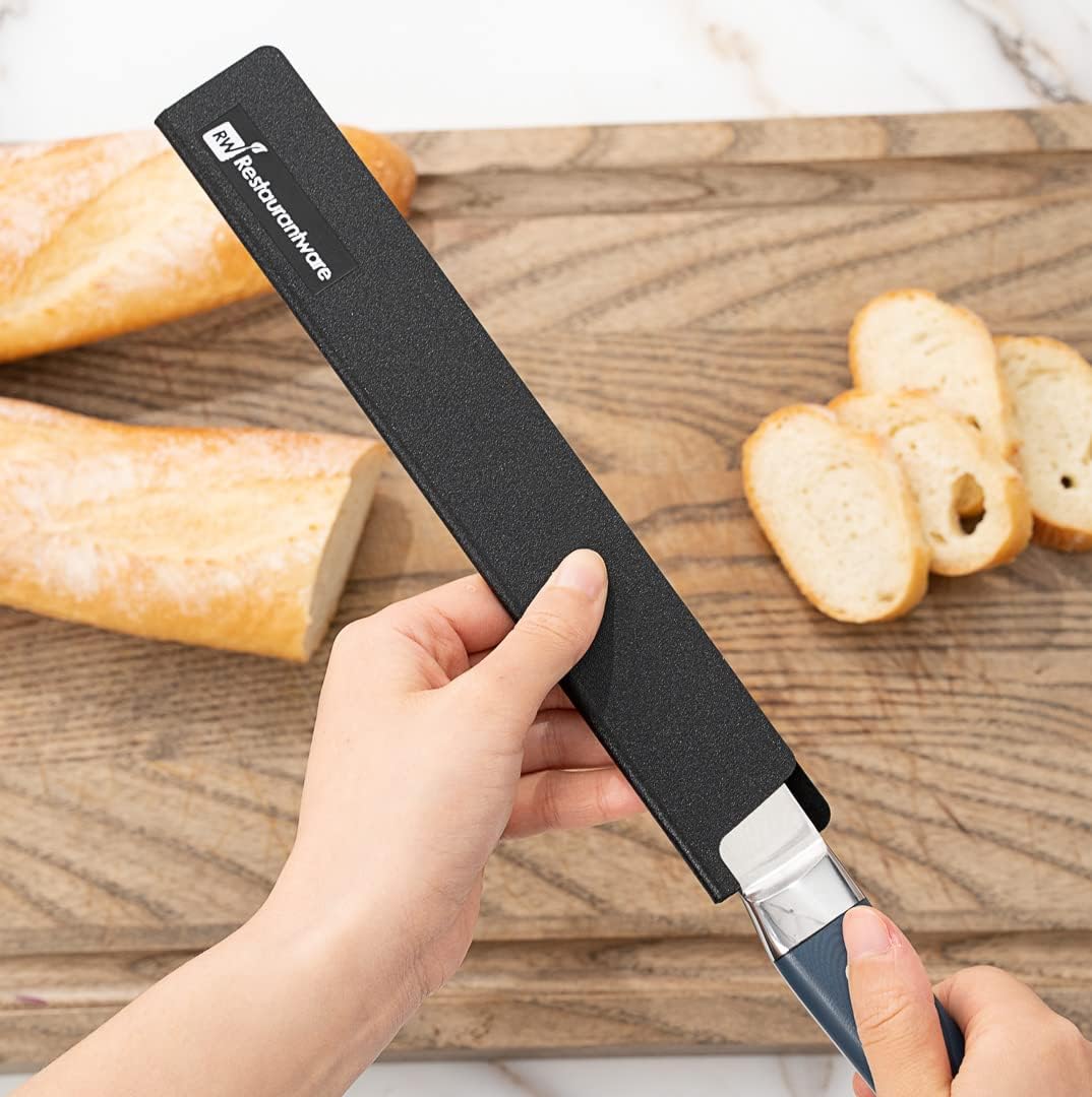 Sensei 12 x 2 Inch Knife Sleeve, 1 Knife Protector - Fits Chef Knife, Felt Lining, Black Plastic Knife Blade Guard, Durable, Cut-Proof