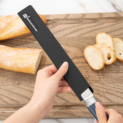 Sensei 12 x 2 Inch Knife Sleeve, 1 Knife Protector - Fits Chef Knife, Felt Lining, Black Plastic Knife Blade Guard, Durable, Cut-Proof