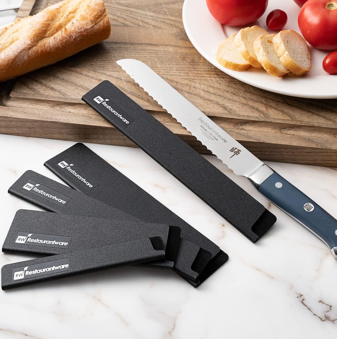 Sensei 12 x 2 Inch Knife Sleeve, 1 Knife Protector - Fits Chef Knife, Felt Lining, Black Plastic Knife Blade Guard, Durable, Cut-Proof