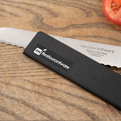 Sensei 12 x 2 Inch Knife Sleeve, 1 Knife Protector - Fits Chef Knife, Felt Lining, Black Plastic Knife Blade Guard, Durable, Cut-Proof