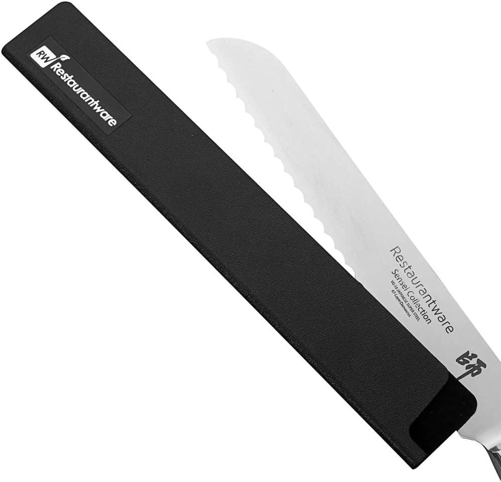 Sensei 12 x 2 Inch Knife Sleeve, 1 Knife Protector - Fits Chef Knife, Felt Lining, Black Plastic Knife Blade Guard, Durable, Cut-Proof