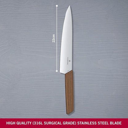 Swiss Modern Bread & Pastry Knife - Serrated Bread Knife for Kitchen Accessories - Sharp Kitchen Knife for Cutting Sandwiches, Vegetables & More - Wavy Edge, Walnut Wood Handle, 8.5"