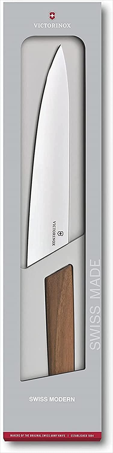 Swiss Modern Bread & Pastry Knife - Serrated Bread Knife for Kitchen Accessories - Sharp Kitchen Knife for Cutting Sandwiches, Vegetables & More - Wavy Edge, Walnut Wood Handle, 8.5"