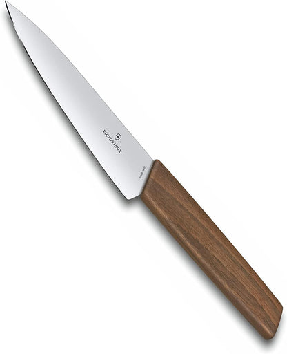 Swiss Modern Bread & Pastry Knife - Serrated Bread Knife for Kitchen Accessories - Sharp Kitchen Knife for Cutting Sandwiches, Vegetables & More - Wavy Edge, Walnut Wood Handle, 8.5"