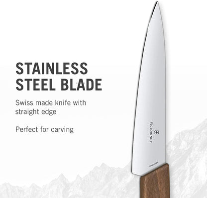 Swiss Modern Bread & Pastry Knife - Serrated Bread Knife for Kitchen Accessories - Sharp Kitchen Knife for Cutting Sandwiches, Vegetables & More - Wavy Edge, Walnut Wood Handle, 8.5"