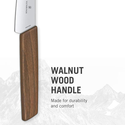 Swiss Modern Bread & Pastry Knife - Serrated Bread Knife for Kitchen Accessories - Sharp Kitchen Knife for Cutting Sandwiches, Vegetables & More - Wavy Edge, Walnut Wood Handle, 8.5"
