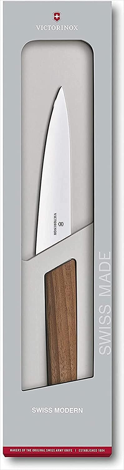 Swiss Modern Bread & Pastry Knife - Serrated Bread Knife for Kitchen Accessories - Sharp Kitchen Knife for Cutting Sandwiches, Vegetables & More - Wavy Edge, Walnut Wood Handle, 8.5"