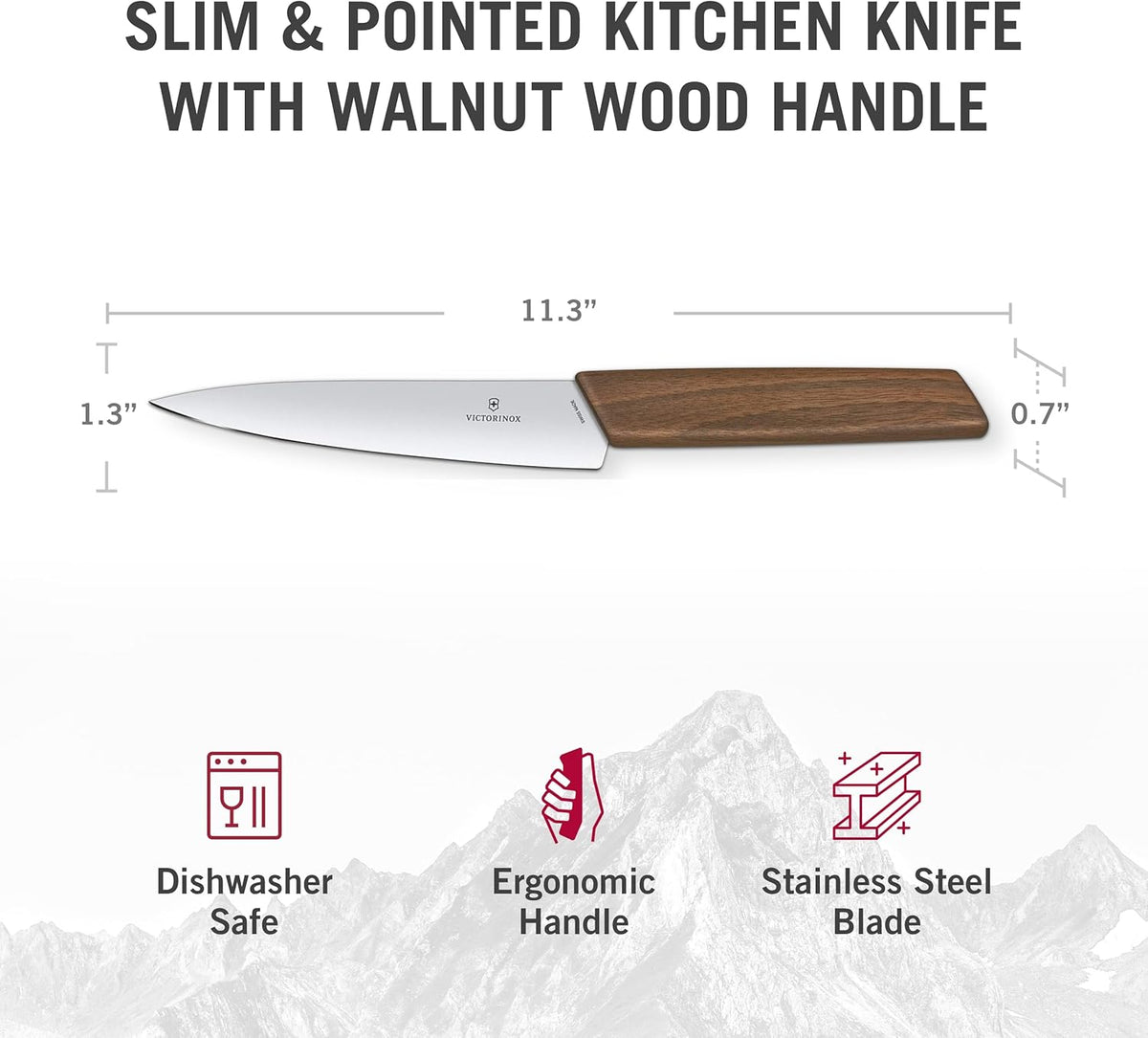 Swiss Modern Bread & Pastry Knife - Serrated Bread Knife for Kitchen Accessories - Sharp Kitchen Knife for Cutting Sandwiches, Vegetables & More - Wavy Edge, Walnut Wood Handle, 8.5"