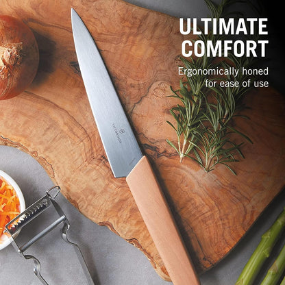 Swiss Modern Bread & Pastry Knife - Serrated Bread Knife for Kitchen Accessories - Sharp Kitchen Knife for Cutting Sandwiches, Vegetables & More - Wavy Edge, Walnut Wood Handle, 8.5"