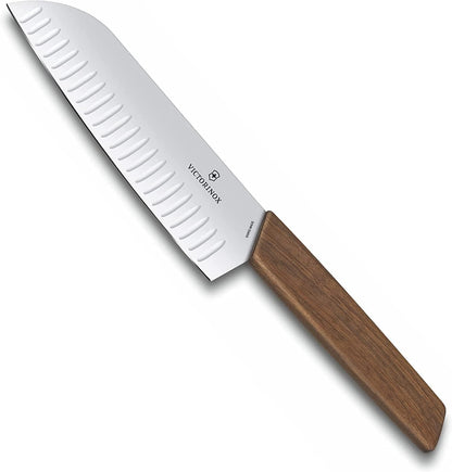 Swiss Modern Bread & Pastry Knife - Serrated Bread Knife for Kitchen Accessories - Sharp Kitchen Knife for Cutting Sandwiches, Vegetables & More - Wavy Edge, Walnut Wood Handle, 8.5"