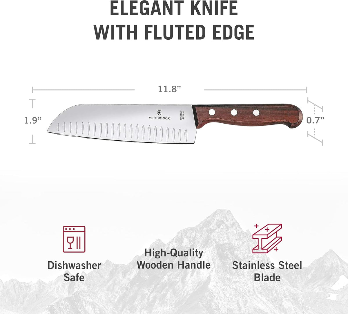 Swiss Modern Bread & Pastry Knife - Serrated Bread Knife for Kitchen Accessories - Sharp Kitchen Knife for Cutting Sandwiches, Vegetables & More - Wavy Edge, Walnut Wood Handle, 8.5"