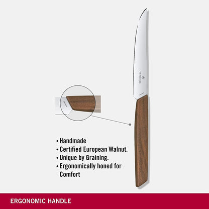 Swiss Modern Bread & Pastry Knife - Serrated Bread Knife for Kitchen Accessories - Sharp Kitchen Knife for Cutting Sandwiches, Vegetables & More - Wavy Edge, Walnut Wood Handle, 8.5"