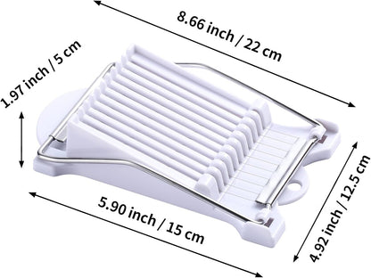 2 Pack Luncheon Meat Slicer, Egg Slicers,Strawberry Slicer,Stainless Steel Wire, Cuts 10 Slices for Eggs, Hams, Avocados, Bananas, Onions, Soft Food and Fruits (White)