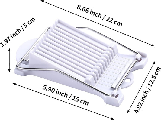2 Pack Luncheon Meat Slicer, Egg Slicers,Strawberry Slicer,Stainless Steel Wire, Cuts 10 Slices for Eggs, Hams, Avocados, Bananas, Onions, Soft Food and Fruits (White)