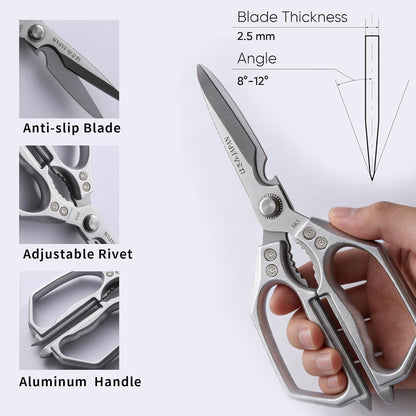 Kitchen Scissors Set Silver - Kitchen Shears for Food, Sharp BBQ Meat Cutting Scissor, Heavy Duty Poultry Shear for Food, Japan Cooking Scissors, Chicken Shears Gifts for Men Women