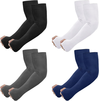 UV Sun Protection Arm Sleeves with Thumb Hole | for Men Women Youth, Cooling Sleeve to Cover Tattoo, Mid-Compression
