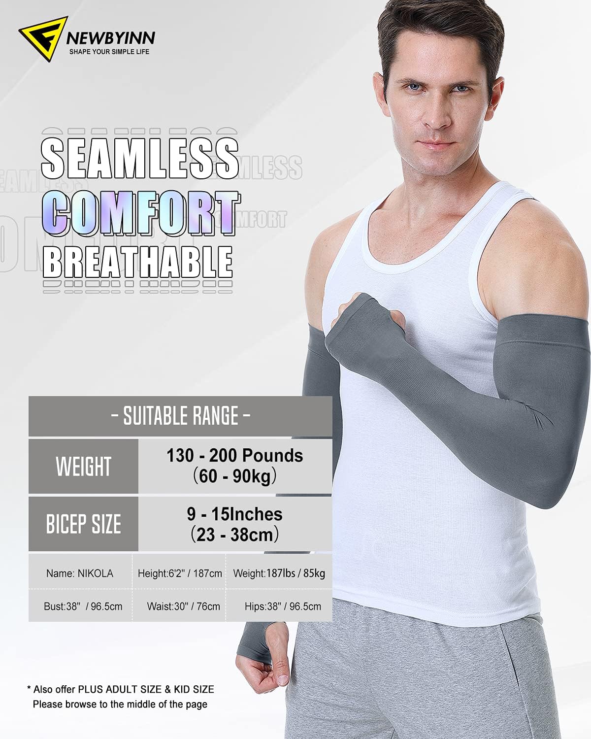 UV Sun Protection Arm Sleeves with Thumb Hole | for Men Women Youth, Cooling Sleeve to Cover Tattoo, Mid-Compression