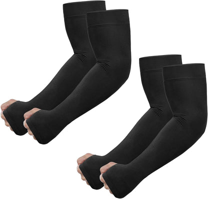 UV Sun Protection Arm Sleeves with Thumb Hole | for Men Women Youth, Cooling Sleeve to Cover Tattoo, Mid-Compression