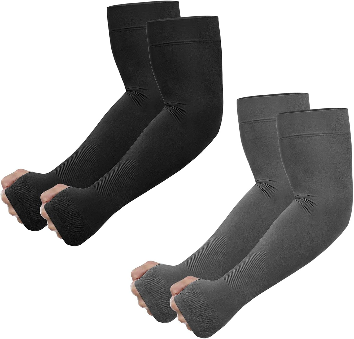 UV Sun Protection Arm Sleeves with Thumb Hole | for Men Women Youth, Cooling Sleeve to Cover Tattoo, Mid-Compression