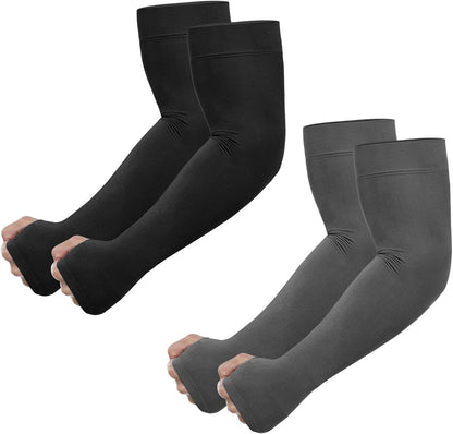 UV Sun Protection Arm Sleeves with Thumb Hole | for Men Women Youth, Cooling Sleeve to Cover Tattoo, Mid-Compression