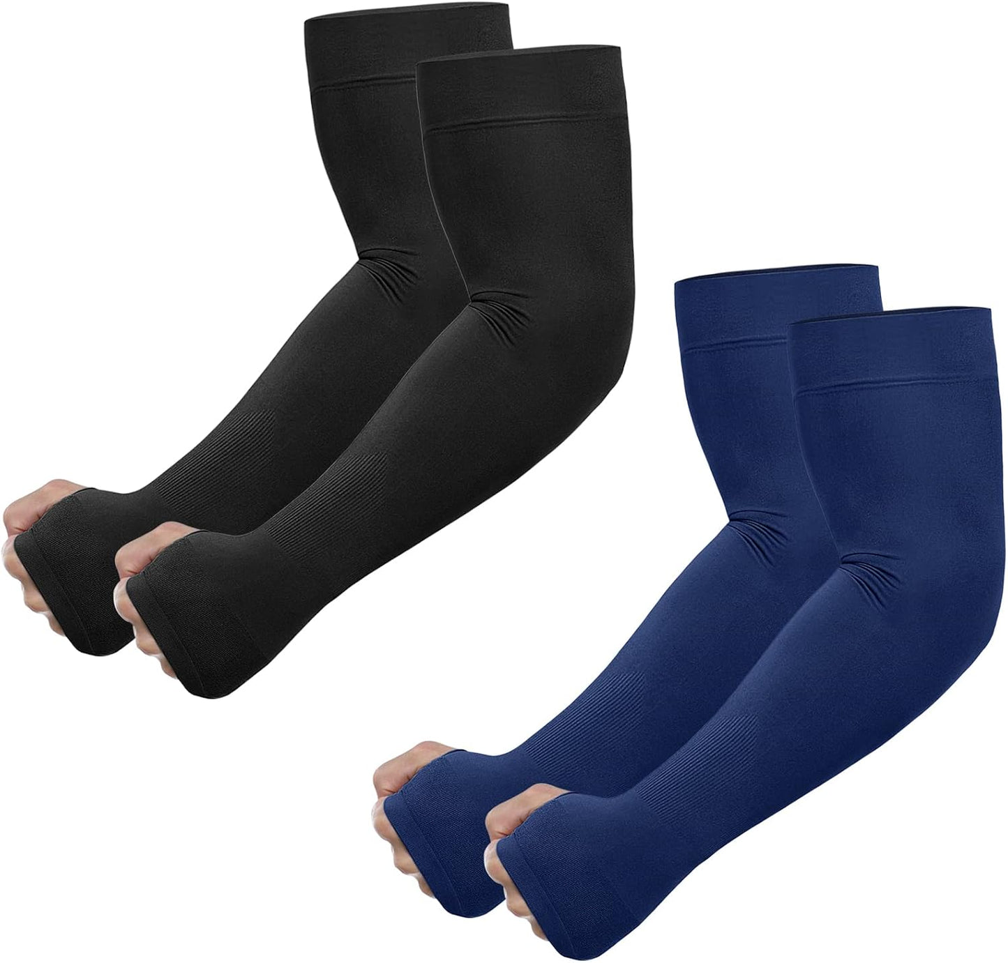 UV Sun Protection Arm Sleeves with Thumb Hole | for Men Women Youth, Cooling Sleeve to Cover Tattoo, Mid-Compression