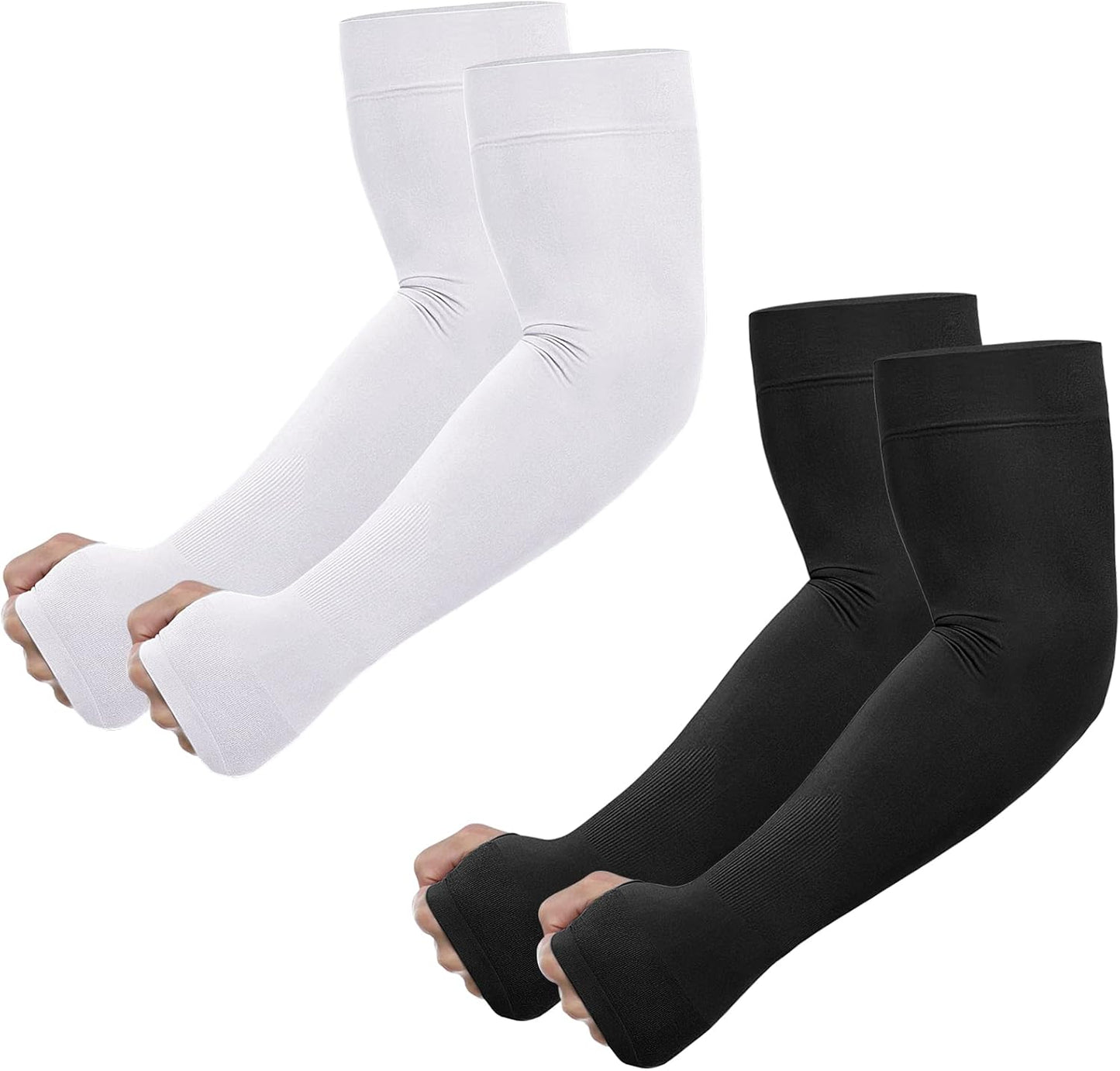 UV Sun Protection Arm Sleeves with Thumb Hole | for Men Women Youth, Cooling Sleeve to Cover Tattoo, Mid-Compression