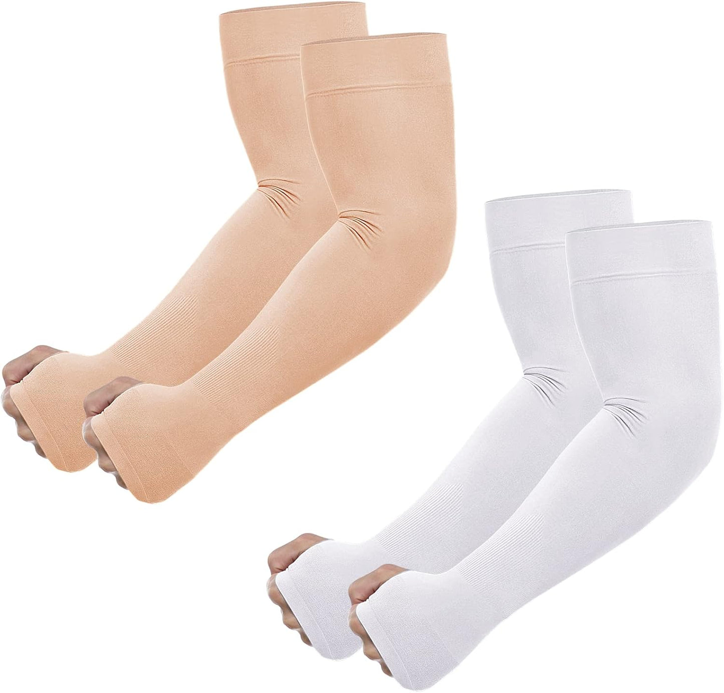 UV Sun Protection Arm Sleeves with Thumb Hole | for Men Women Youth, Cooling Sleeve to Cover Tattoo, Mid-Compression