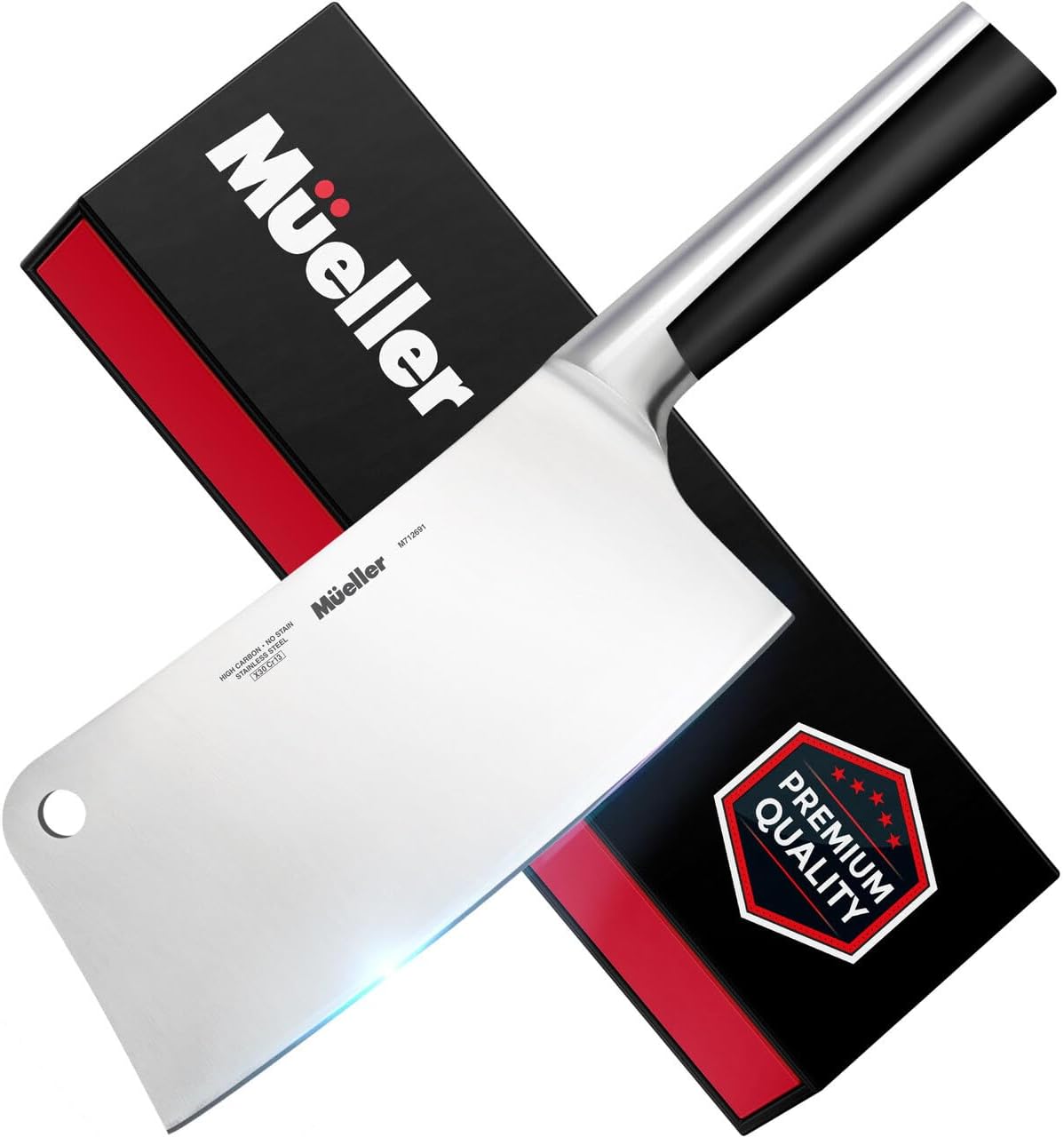 7-Inch Meat Cleaver Butcher Knife - German High Carbon Steel, Laser-Tested Razor-Sharp Blade, Heavy Duty Bone Chopper for Meat & Vegetables, Home & Restaurant, Gift for Him