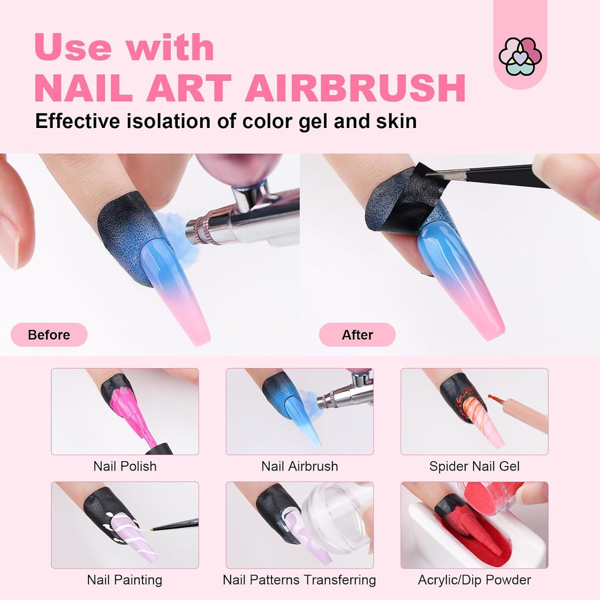 100PCS Nail Polish Protector for Fingers: 99.99%+ U V Protection Cuticle Protector for Nails Painting U-Shaped Nail Protectors Peel Off Tip Tape for French Tip Stamp Nails Art