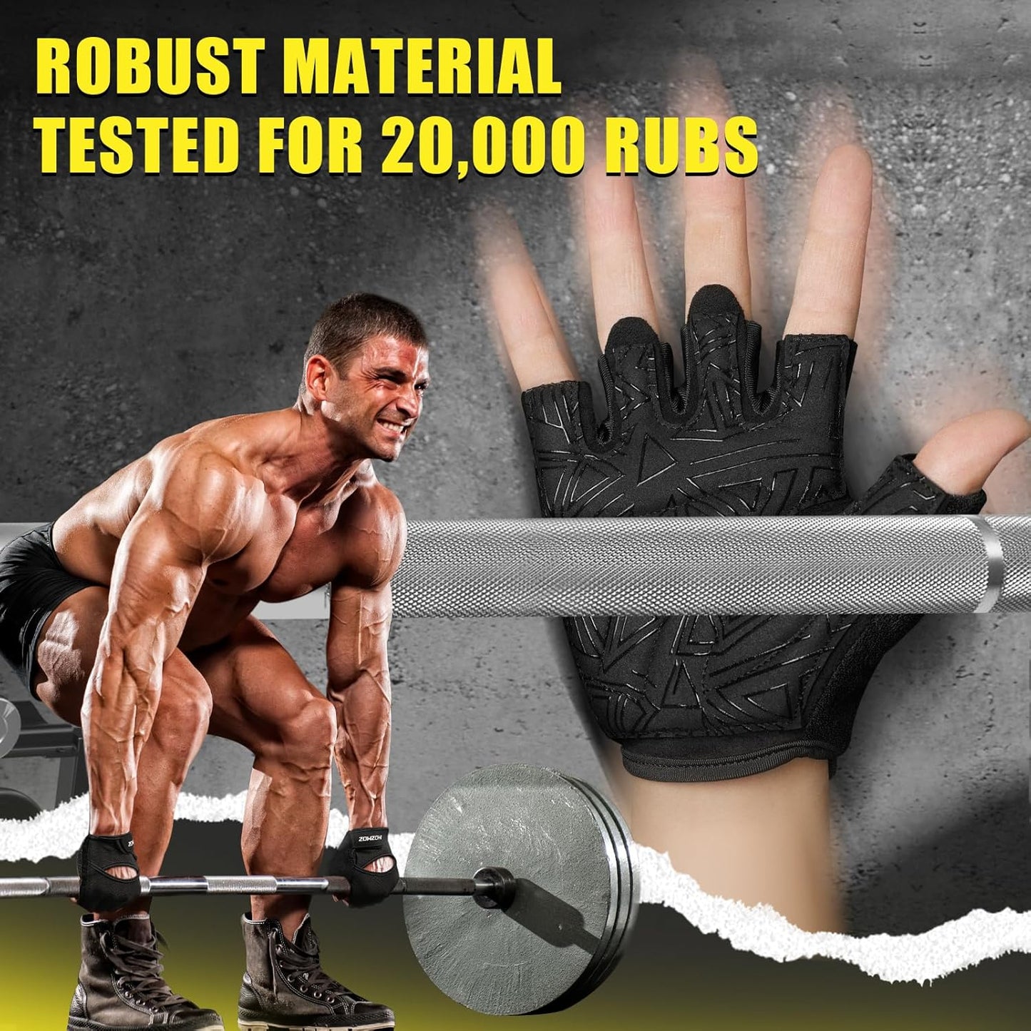 Ventilated Weight Lifting Gloves, Thick Padded Workout Gym Gloves with Full Palm Protection & Grip & Shock Absorption for Women & Men's Fitness Exercise Training