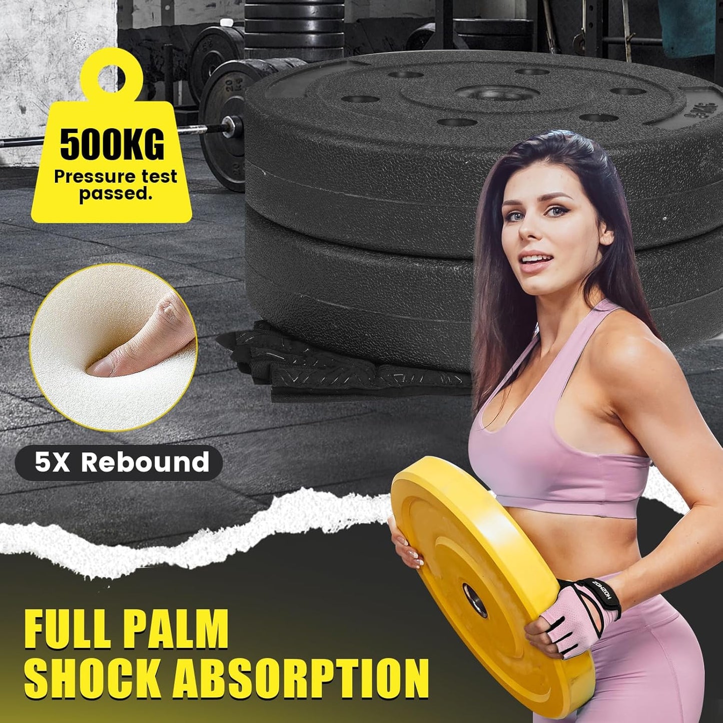 Ventilated Weight Lifting Gloves, Thick Padded Workout Gym Gloves with Full Palm Protection & Grip & Shock Absorption for Women & Men's Fitness Exercise Training