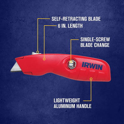 Utility Knife, Self-Retracting for Safety (2088600), Red